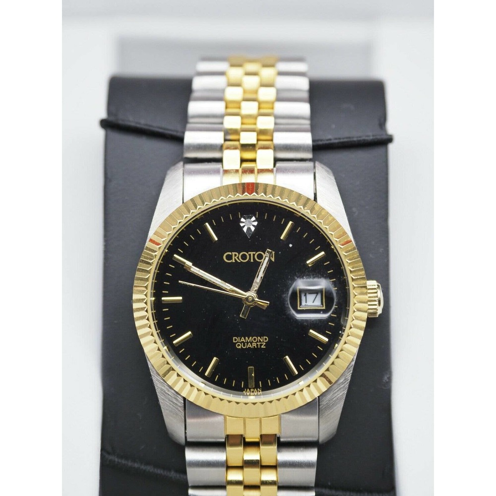 Croton Automatic Diamond Two Toned Stainless Steel 'Famous Look' Men's Watch